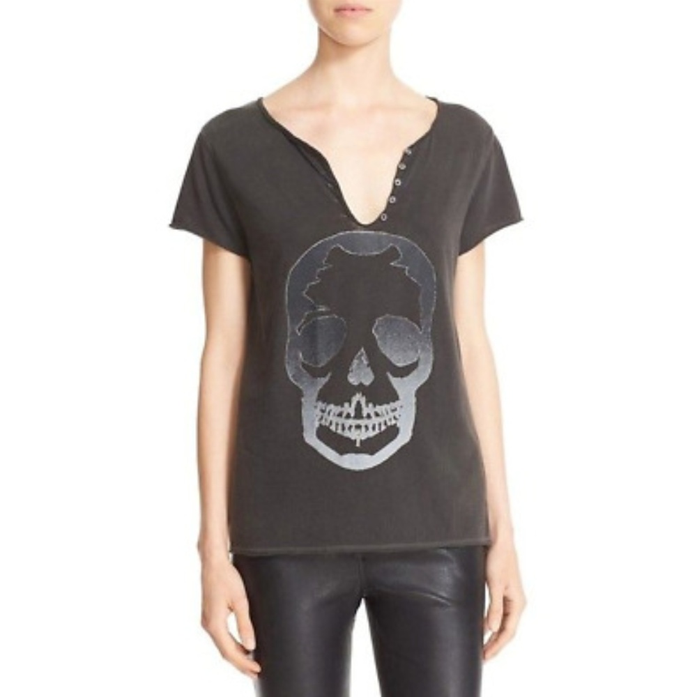 Skull Henley Zadig et Voltaire Short Sleeve Tshirt
